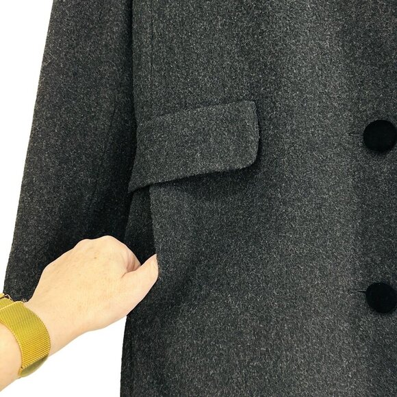 VTG Forecaster of Boston Long Wool Coat Velvet Trim Preppy Old Money Womens 16 B - Picture 6 of 13